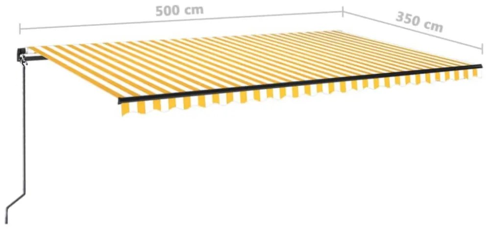 sárga és fehér kézzel kihúzható napellenző 500 x 350 cm