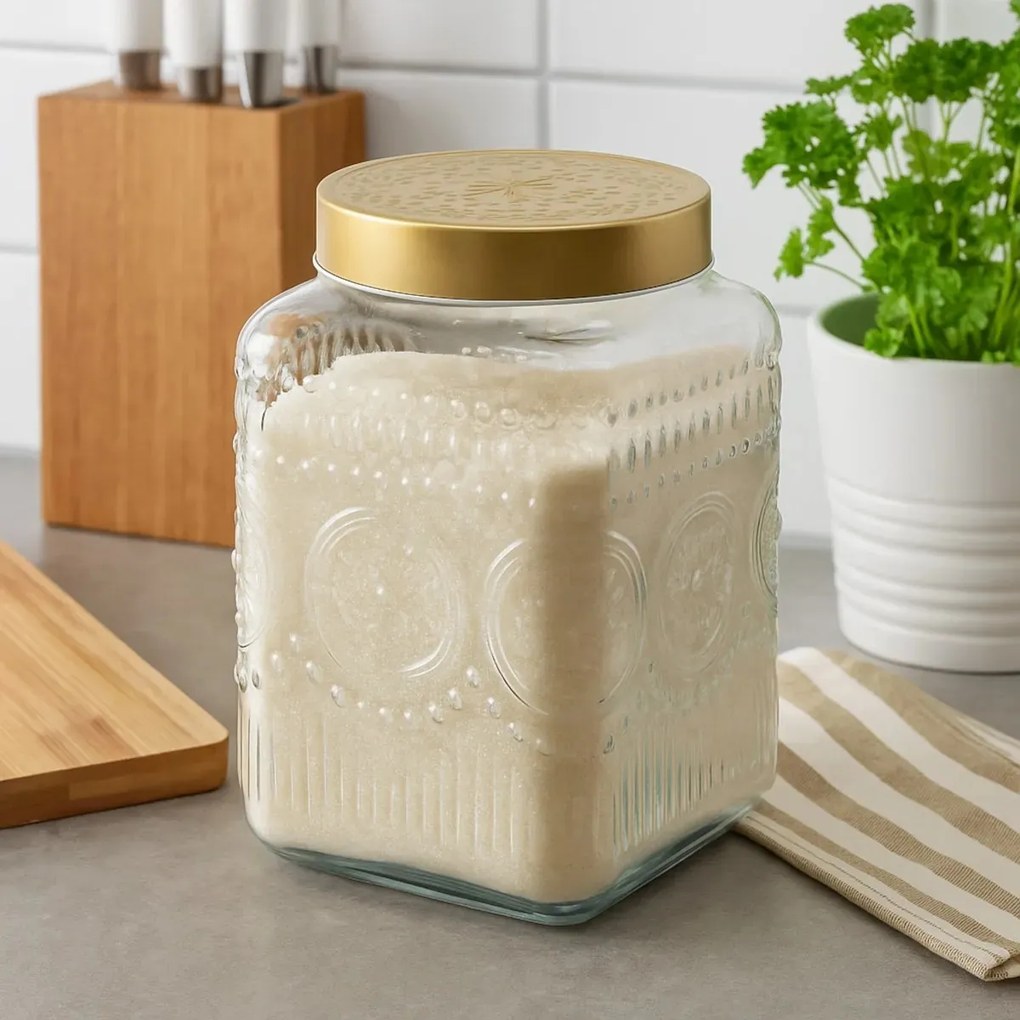 Altom Üvegedénykészlet arany fedéllel Daisy 2,2 l, 4 db, 2,2 l