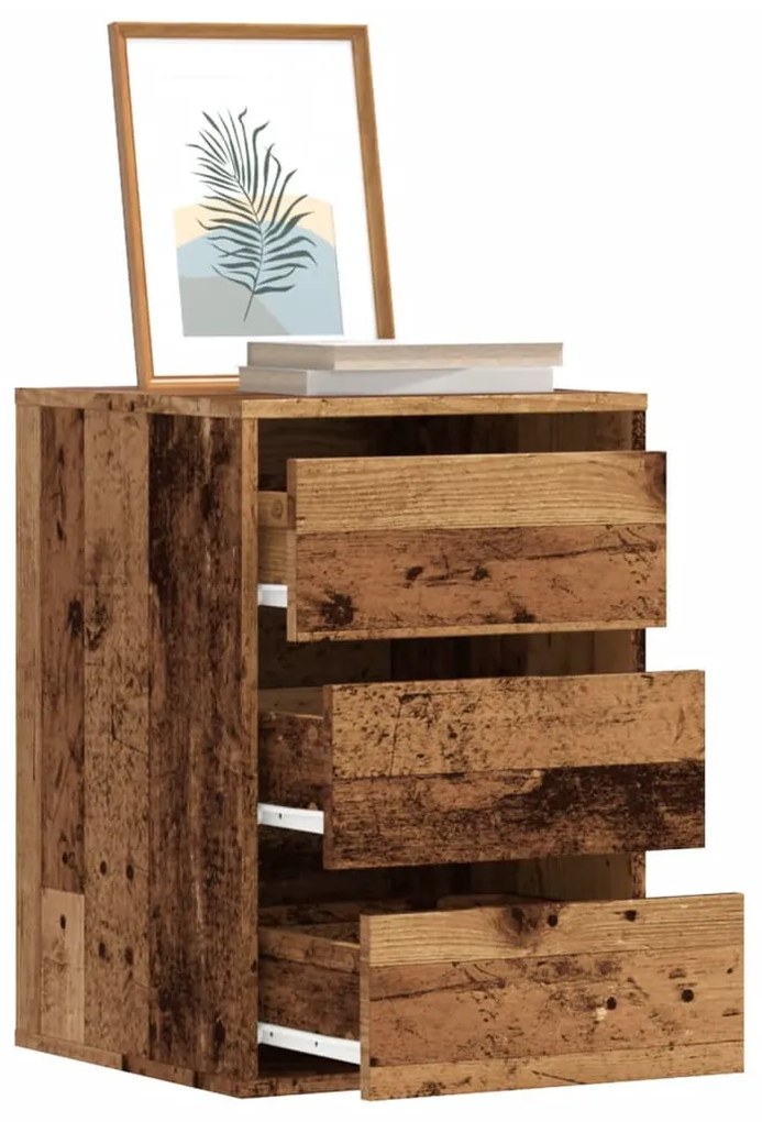 antik fa színű szerelt fa fiókos sarokszekrény 40 x 41 x 58 cm