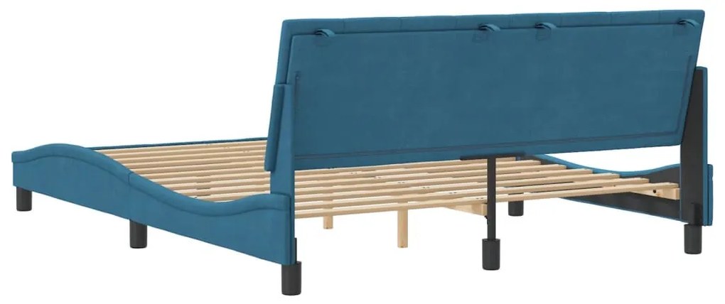 kék bársony ágykeret matrac nélkül Hanko 160 x 200 cm