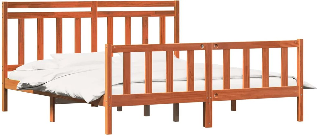 vidaXL Ágykeret fejtámlával 2 pcs Faggyú barna 205,5 x 185,5 x 100 cm