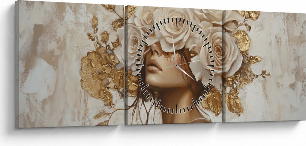 Kép - Lány rózsákkal (órával) (90x30 cm)