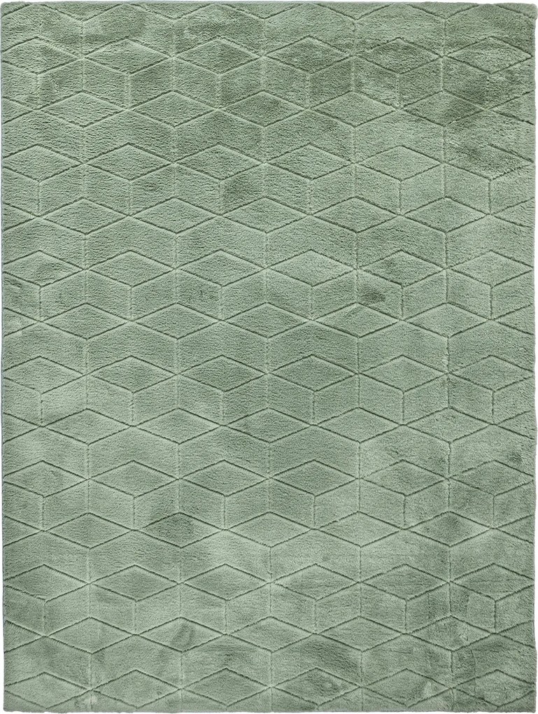 Szőnyeg Rabbit nappaliba, bolyhos, Zöld, puha, nyúlszőrme hatású, 160x220CM