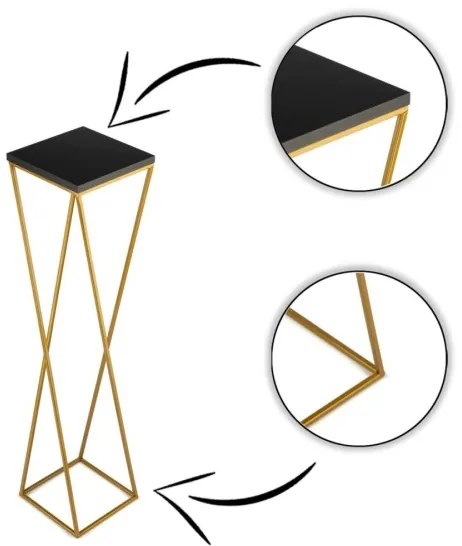 LOFT virágtartó állvány 100x24 cm arany/fekete