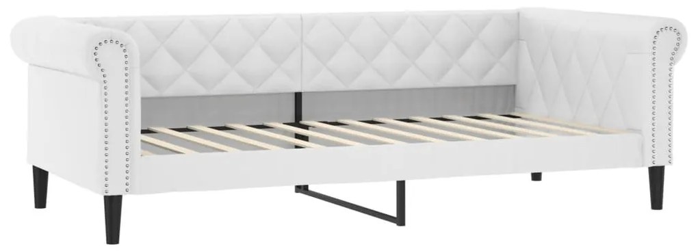 fehér kihúzható műbőr heverő matraccal 90 x 200 cm