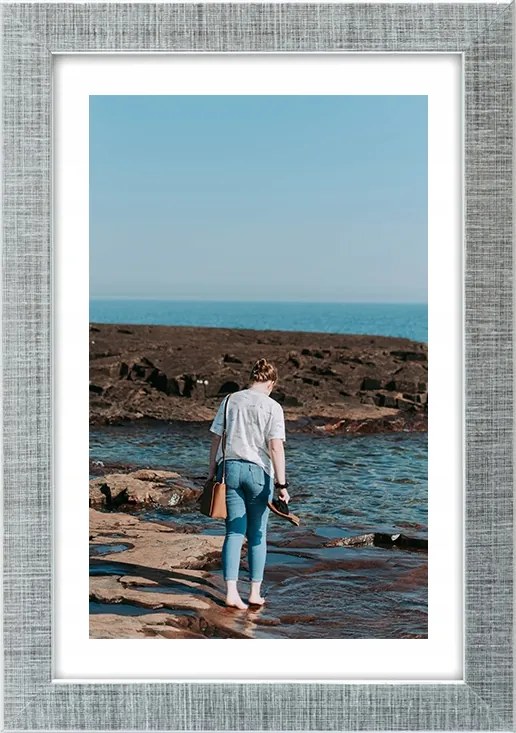 Képkeret 29,7x42 A3 fa, ezüst