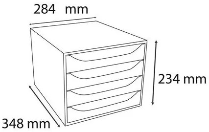 Irattároló, műanyag, 4 fiókos, EXACOMPTA Ecobox Linicolor, jégkék (EX228610D)