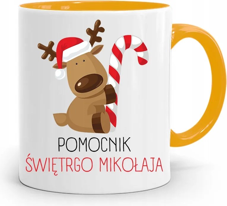 Sárga Karácsonyi Bögre Mikulásra, fényképes nyomtatással