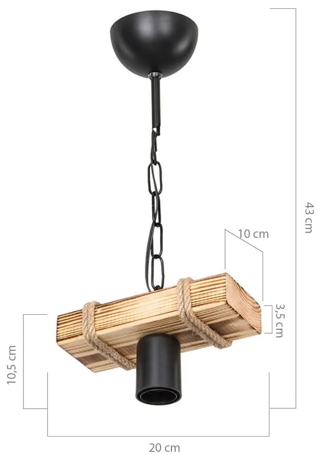 Fekete-natúr színű mennyezeti lámpa 10x20 cm – Squid Lighting