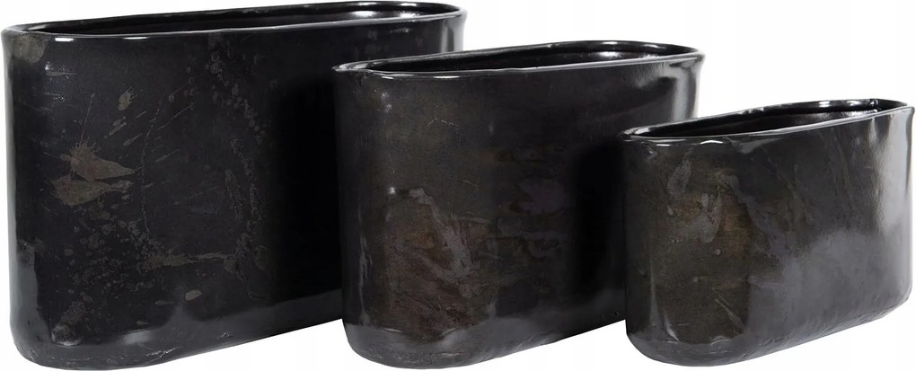 Virágcserép Hosszúkás Loft Vályú Hosszú 3 db szürke fedél erkélyre