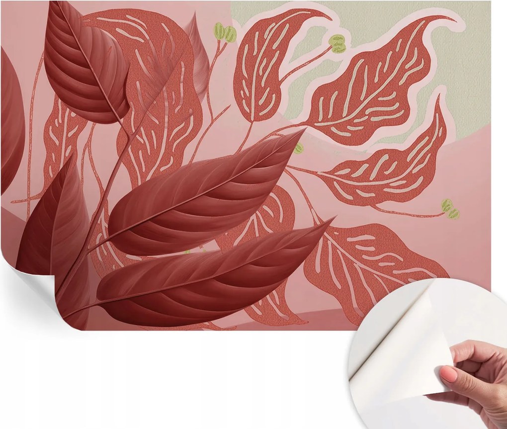 Öntapadós fali fotótapéta Hálószobába Organikus levelek 104x70 cm