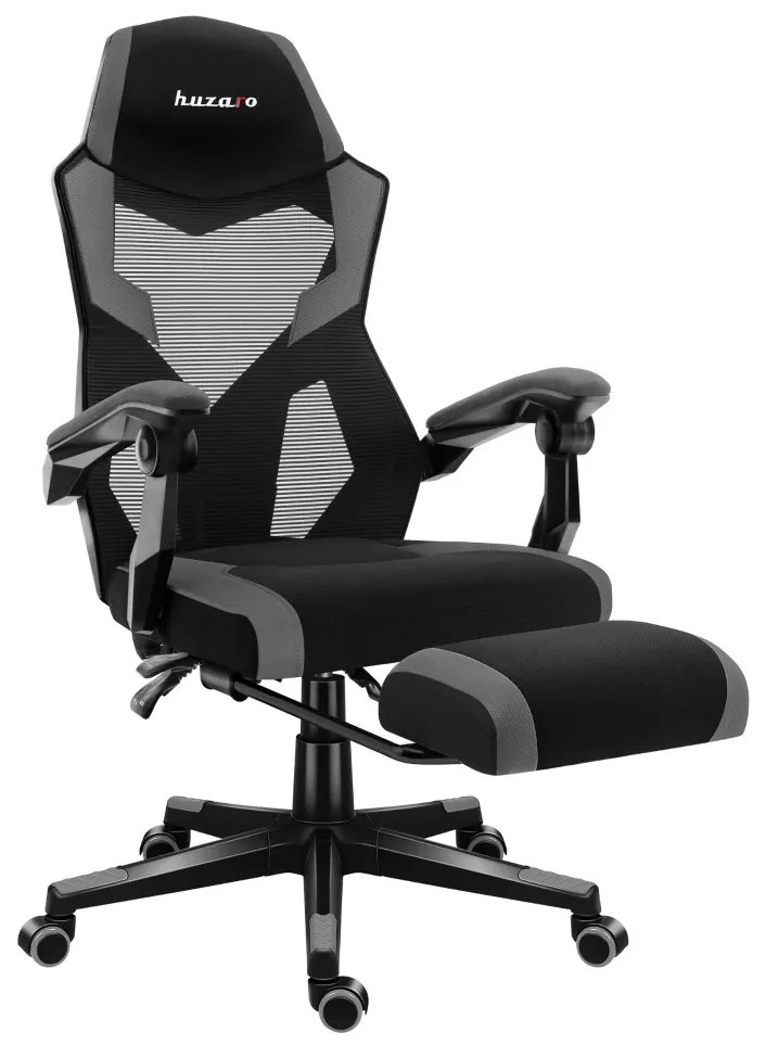 Gamer szék lábtartó, lélegző anyag, ergonómikus kartámaszok, Grey
