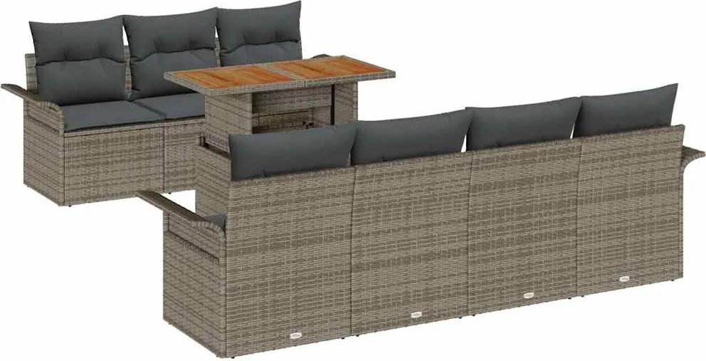 vidaXL Kerti Kanapé Szett párnával 8 pcs Szürke