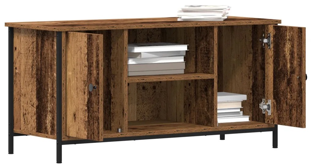 TV Szekrény Régi Fa 100x40x50 cm Műanyag Fa és Acél