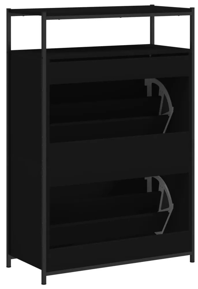 fekete szerelt fa cipőszekrény 75x34x112 cm