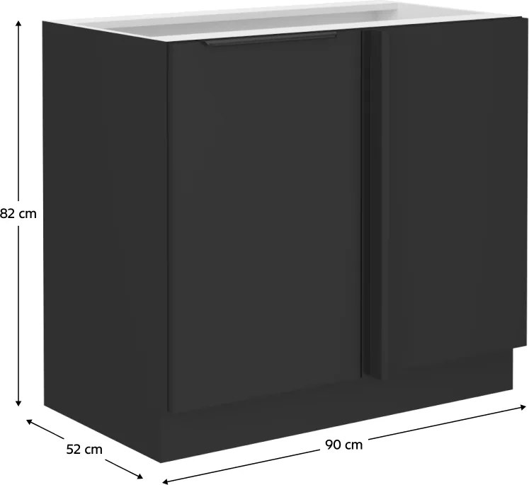 Alsó szekrény, fekete, SIBER 105 ND 1F BB