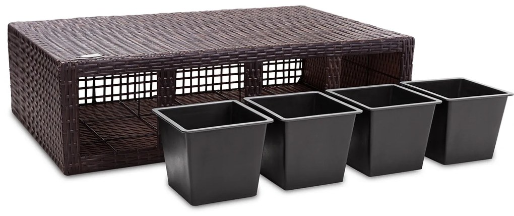 Casaria® Virágtartó 95x27x60 cm barna - 4 edény