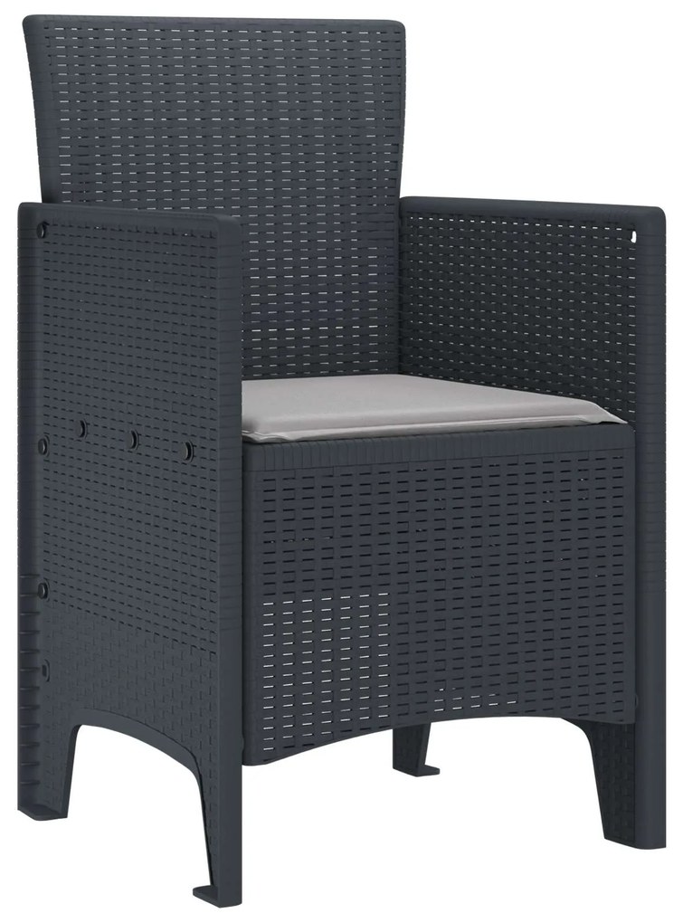 vidaXL Kerti Szék párnával 4 pcs Antracit 53 x 49 x 85 cm Polipropilén