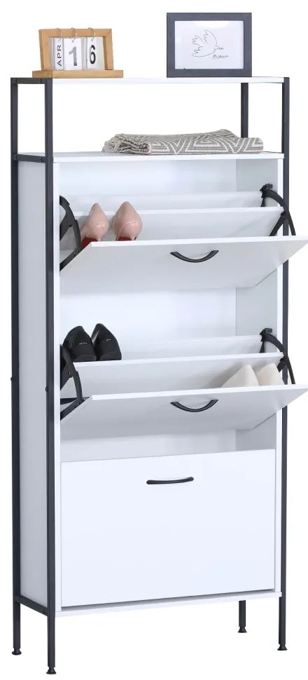 TREDIS cipőtartó, 3 polc, fehér