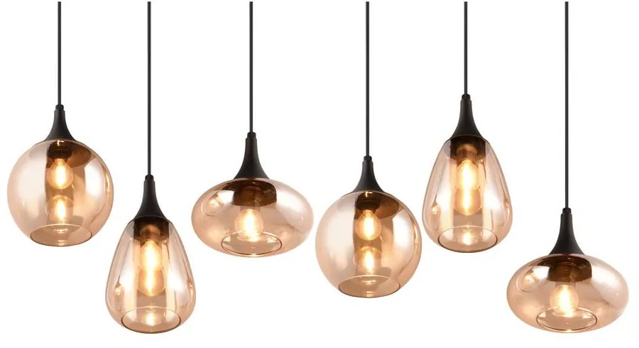 Fekete-narancssárga függőlámpa üveg búrával Lumina – Trio