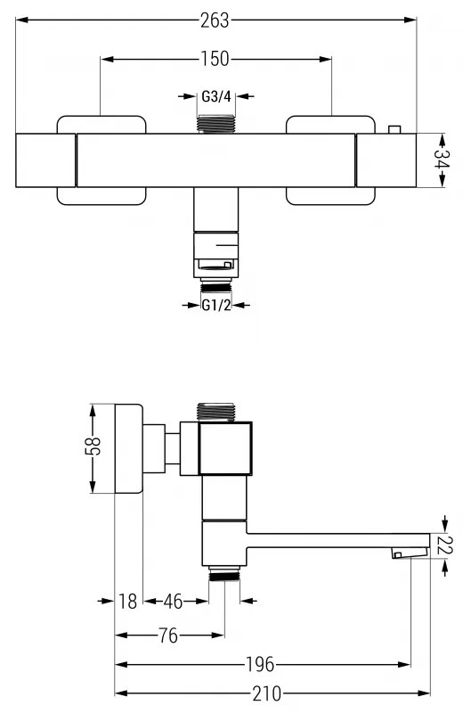 Mexen CUBE termosztatikus kád/zuhanycsaptelep, arany, 77910-50