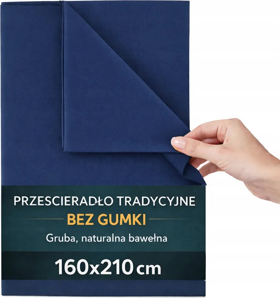 Hagyományos lepedő 100% Pamut gumi nélküli160x210 Sötétkék