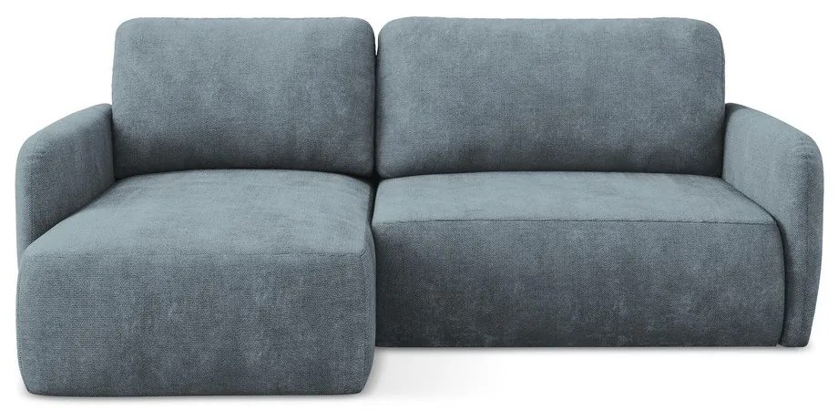 Szürkéskék zsenília kinyitható-tárolóhelyes sarokkanapé (bal oldali-heverő résszel) Lilo – Makamii