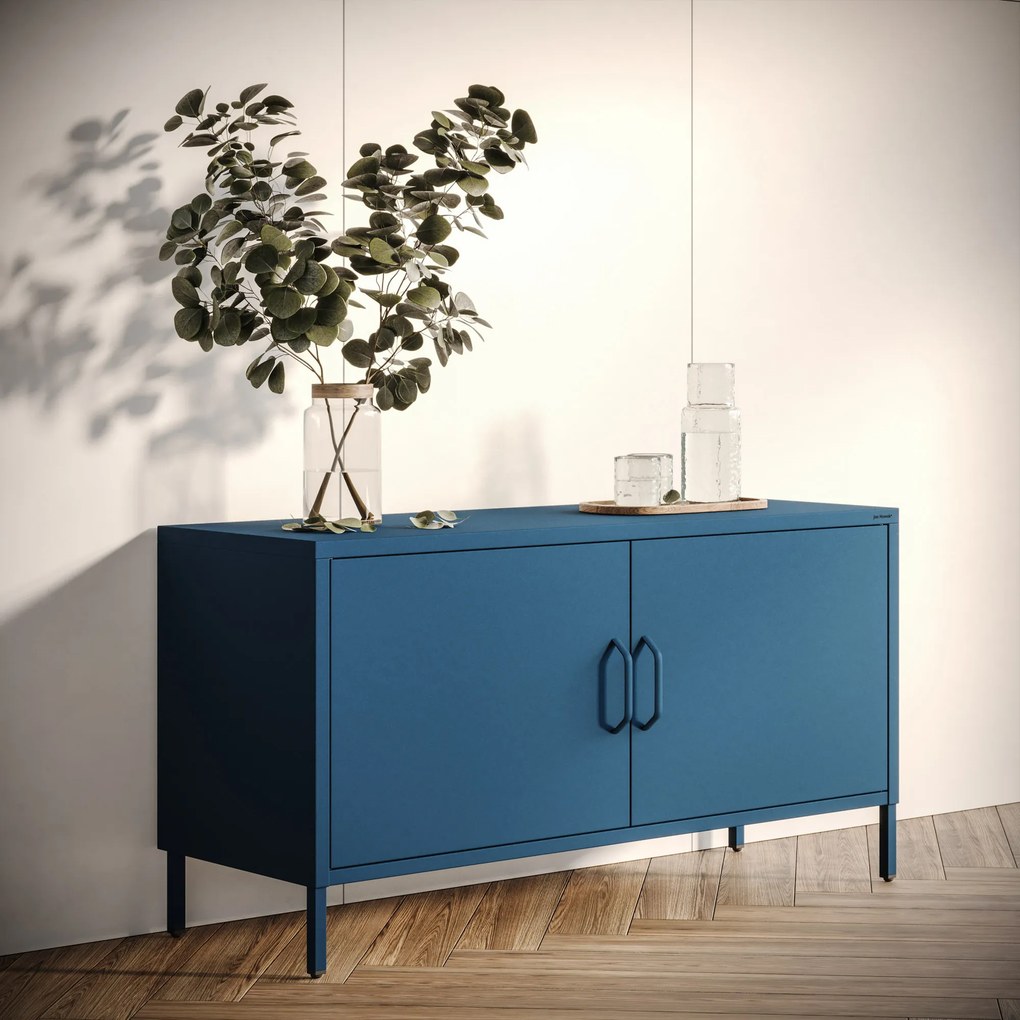 Fém TV-szekrény lábakkal, sötétkék, 1150x595x400 mm: ROSA Modern