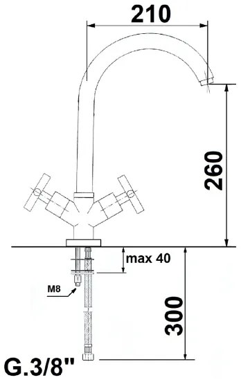 Sapho - AXIA mosogató csaptelep, fényes króm