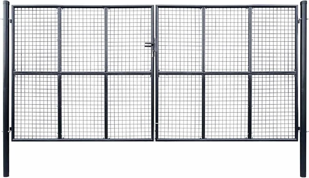 vidaXL szürke horganyzott acél hálós kerti kapu 400 x 200 cm