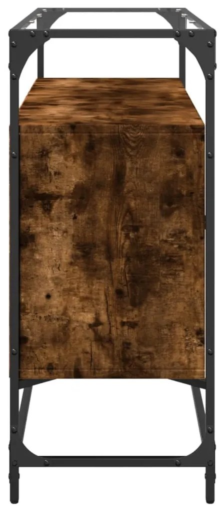 füstös tölgy szerelt fa tálalószekrény üveglappal 98x35x81 cm