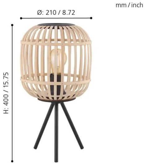 Eglo 43218 - Asztali lámpa BORDESLEY 1xE27/28W/230V