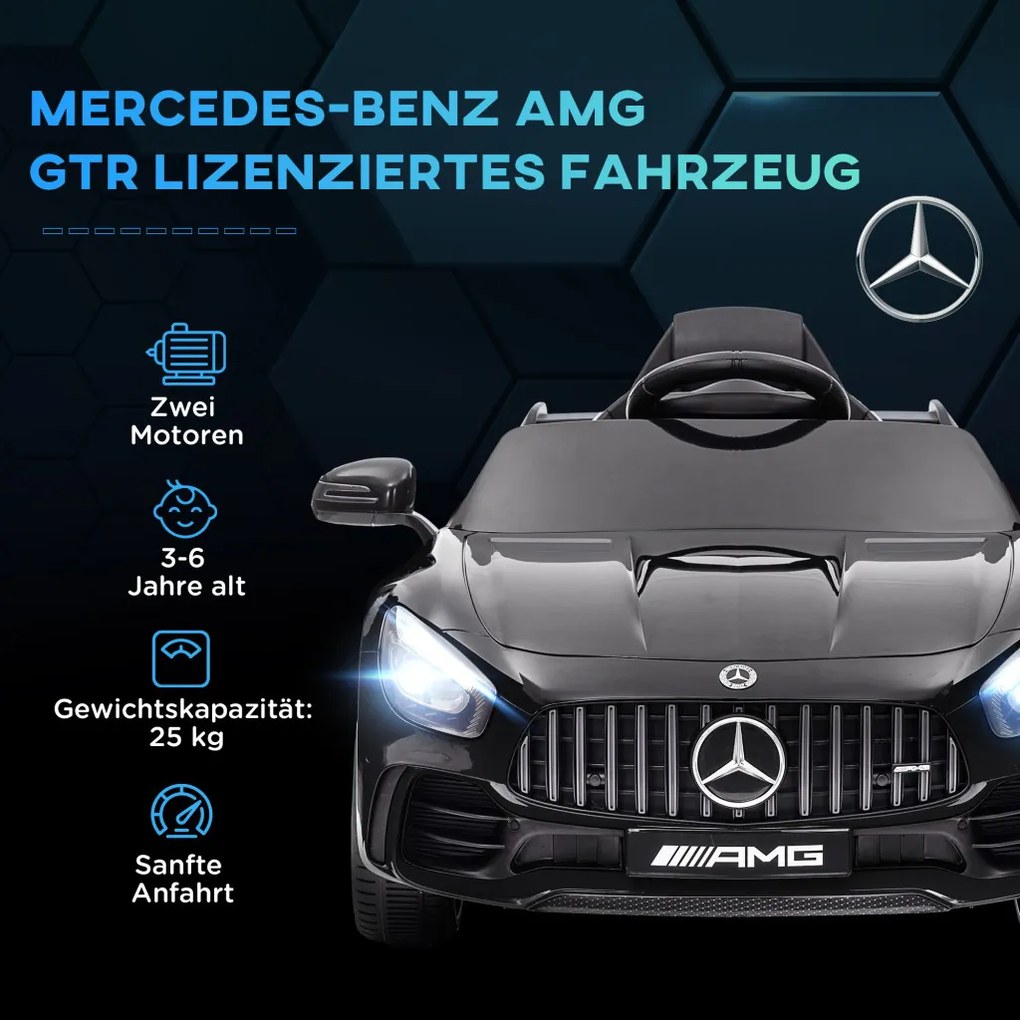 AIYAPLAY Elektromos gyerekautó, Mercedes, 3-5 km/h, távirányító, fények és zene, fekete