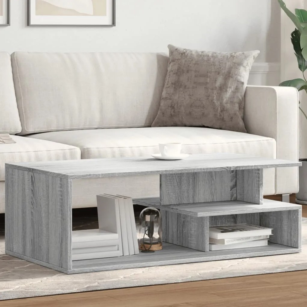 Szürke sonoma szerelt fa dohányzóasztal 102x55x35 cm