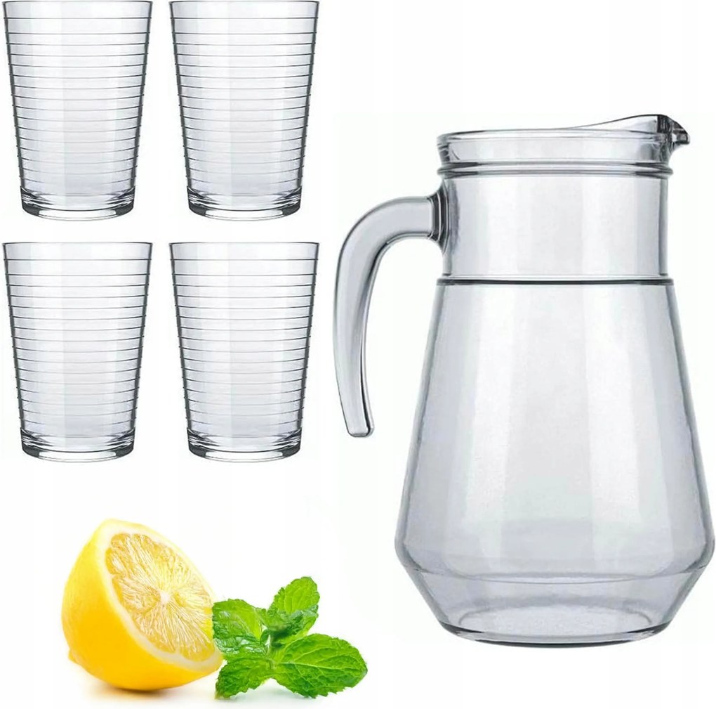 Italtartó Szett 1,5L-ES Kancsó 4 Db 265ML-ES Pohár Piknikhez Tragar Szett