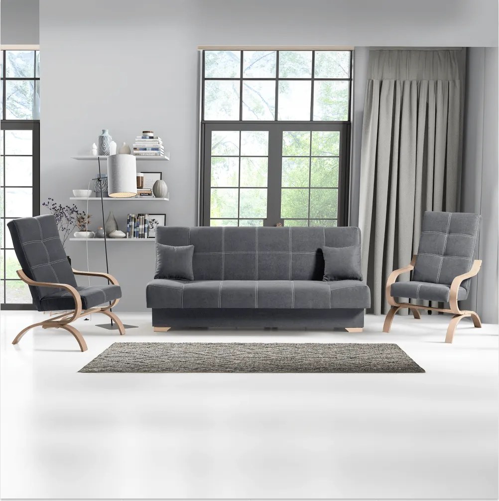 Kinyitható heverő, szürke, GINY