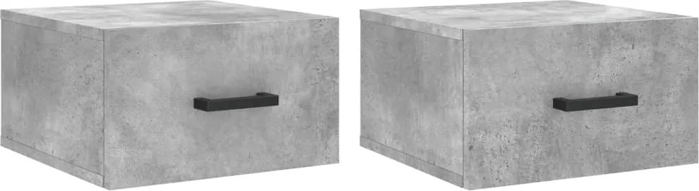 vidaXL 2 db betonszürke falra szerelhető éjjeliszekrény 35x35x20 cm