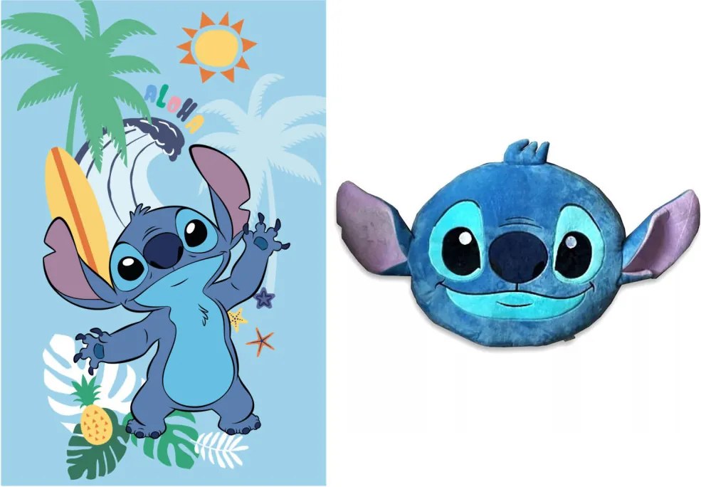 Disney Lilo és Stitch, A csillagkutya Summer Smile polár takaró és forma párna szett