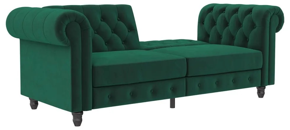 Sötétzöld bársony kinyitható kanapé 236 cm Felix – Støraa