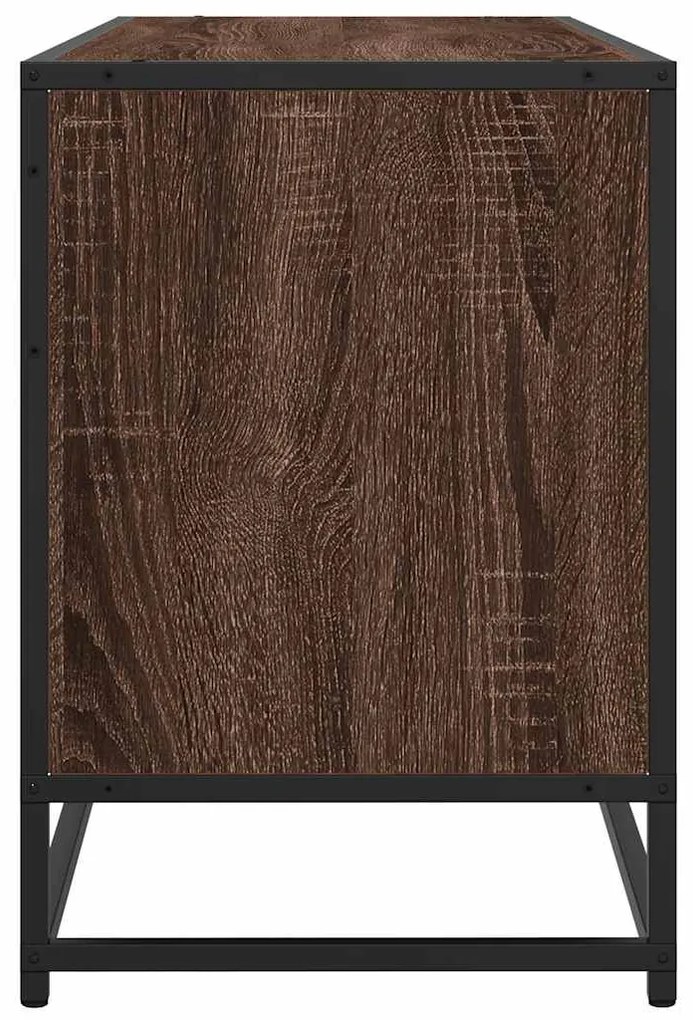 barna tölgy színű szerelt fa és fém TV-szekrény 100x35x50 cm