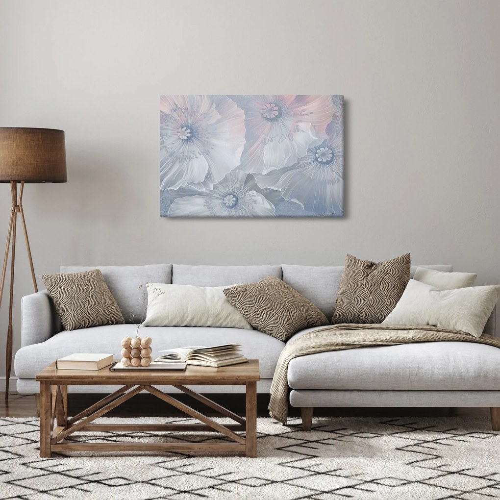 Kép - Kék virágok a falon (90x60 cm)