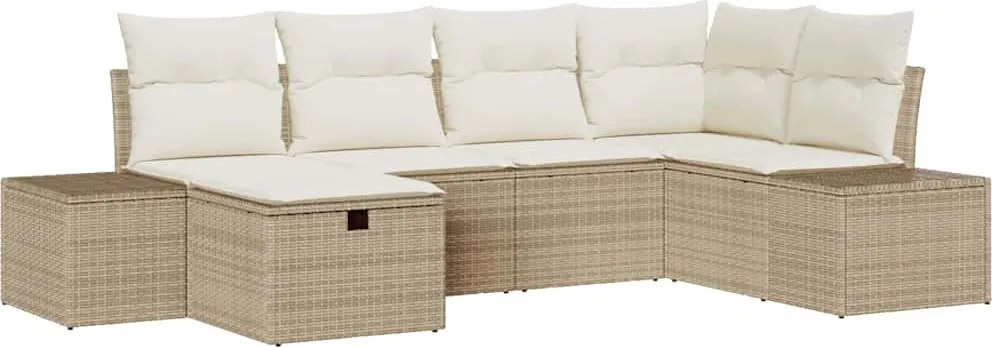 vidaXL Kanapé Szett párnával 6 pcs polirattan