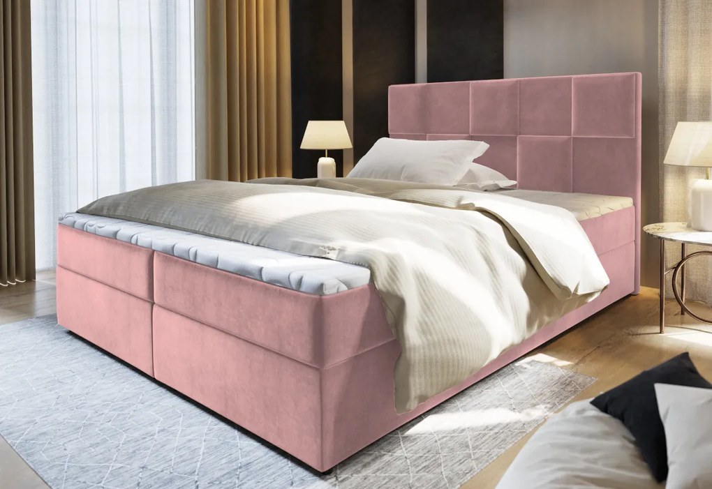 PIACO kárpitozott boxspring ágy, 140x200, kronos 03