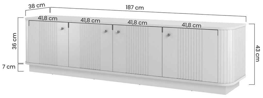 Vesper 187 cm TV-szekrény – kasmír / arany fogantyúk