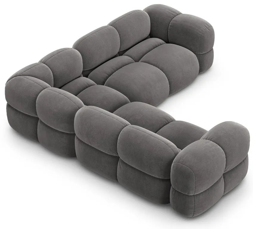 Szürke bársony sarokkanapé Loretto – Cosmopolitan Design