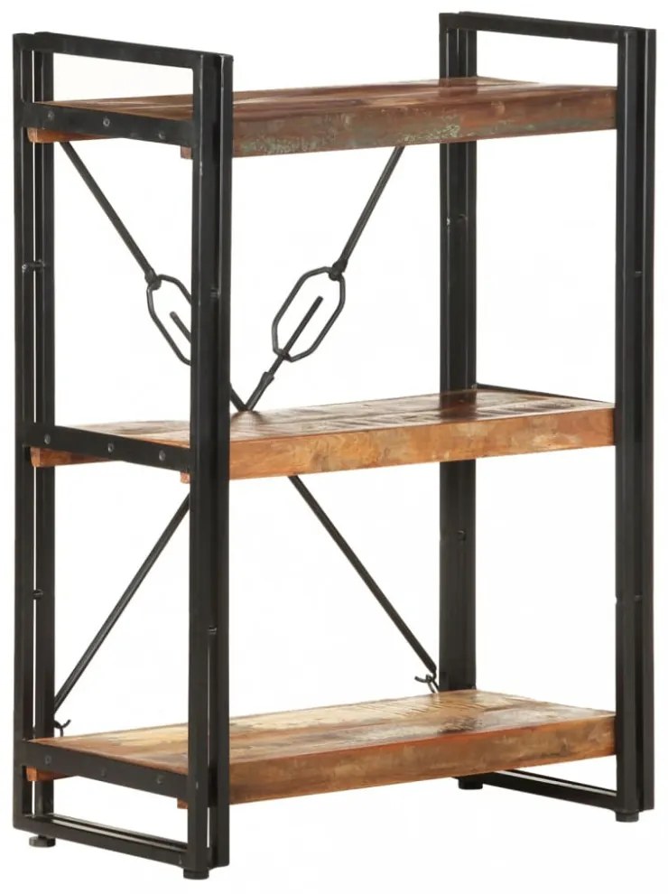 3 szintes tömör újrahasznosított fa könyvespolc 60 x 30 x 80 cm