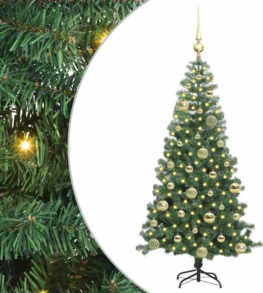 vidaXL Karácsonyfa 150 LED-del állvánnyal Zöld 120 cm PVC