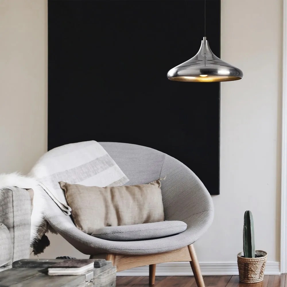 Ezüstszínű függőlámpa fém búrával ø 35 cm Nile – Opviq lights