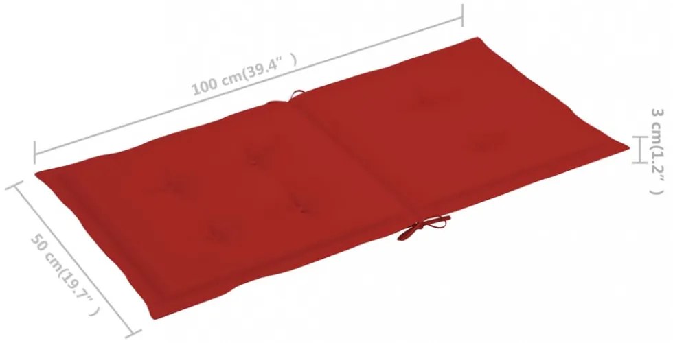 6 db piros oxford szövet háttámlás székpárna 100x50x3 cm