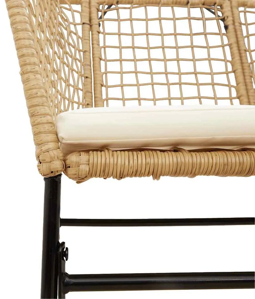 9 észes barna polyrattan üveg kerti étkezőgarnitúra párnával